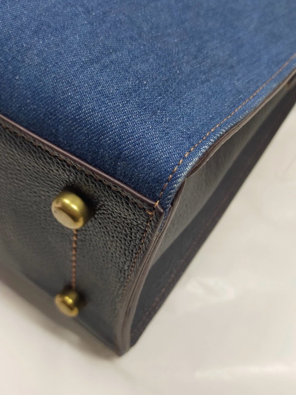 COACH Denim Blue Tote with Black Leather Straps - Picture 8 of 12